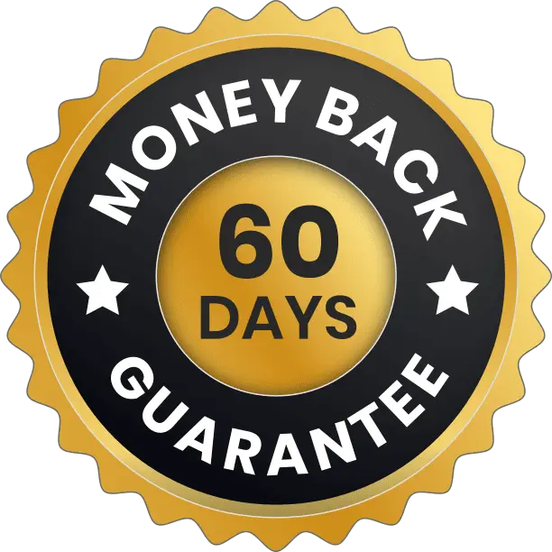 MetaGlucent 60 day money back guarantee badge — full refund promise