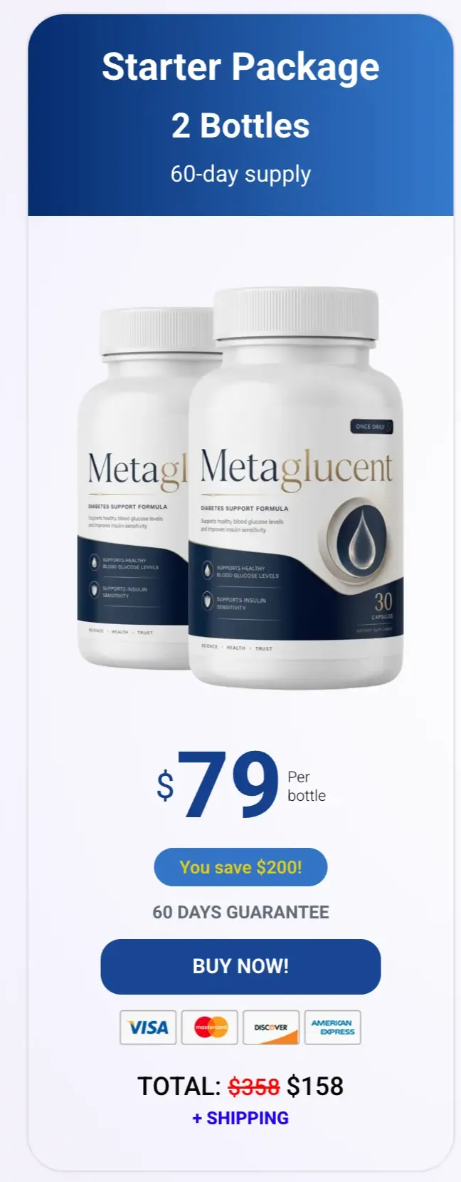 MetaGlucent 2-bottle starter bundle — 60-day supply for consistent blood sugar support